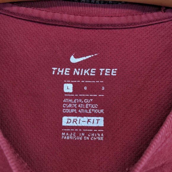 Nike Dri Fit Men's T Shirt Red Size L PolyCotton Triangle Logo - Picture 10 of 14